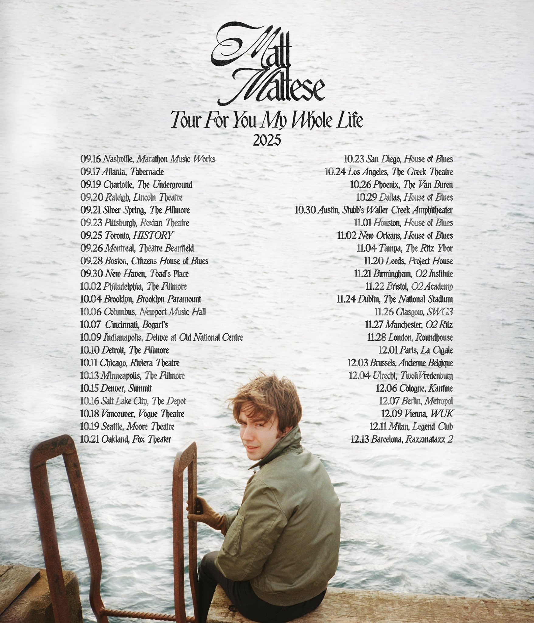 Matt Maltese Tour For You My Whole Life Tour Poster 2026